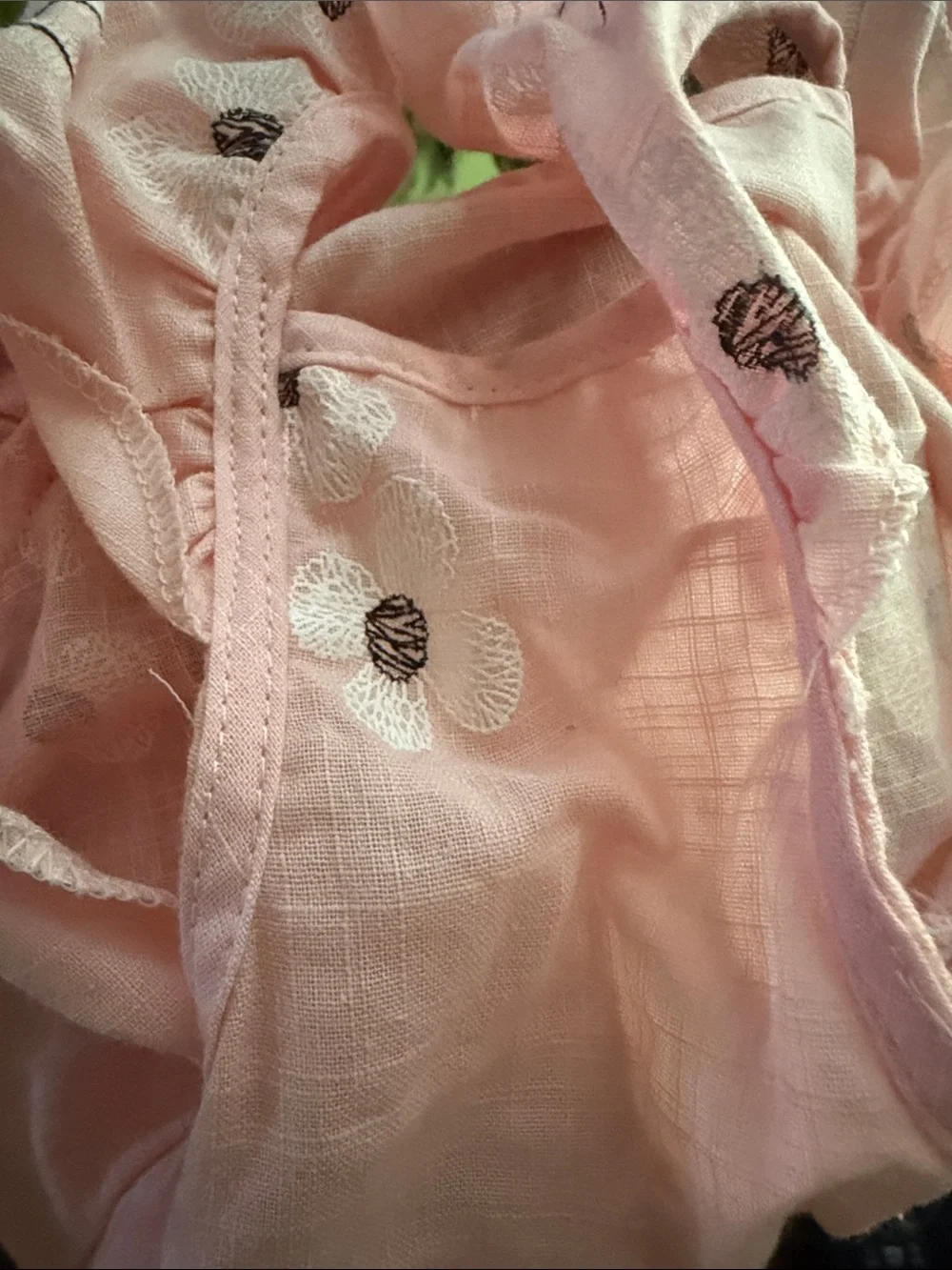 Pink Floral Embroidered Ruffle dog dress
